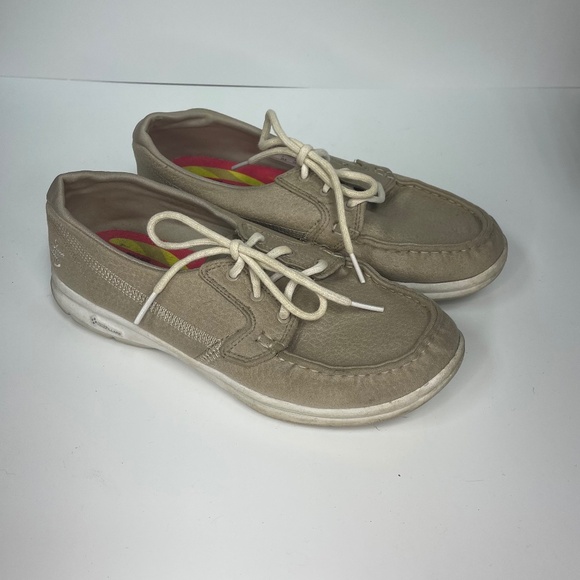 Women’s Sketchers Go Step One the Go Flex Ashore Boat Shoe 14420 Size 8 Natural - Picture 1 of 9